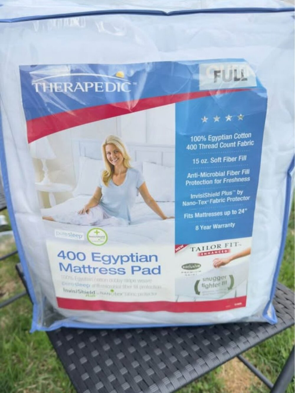 NWT Luxurious Therapedic 400 Egyptian Mattress Pad - Full